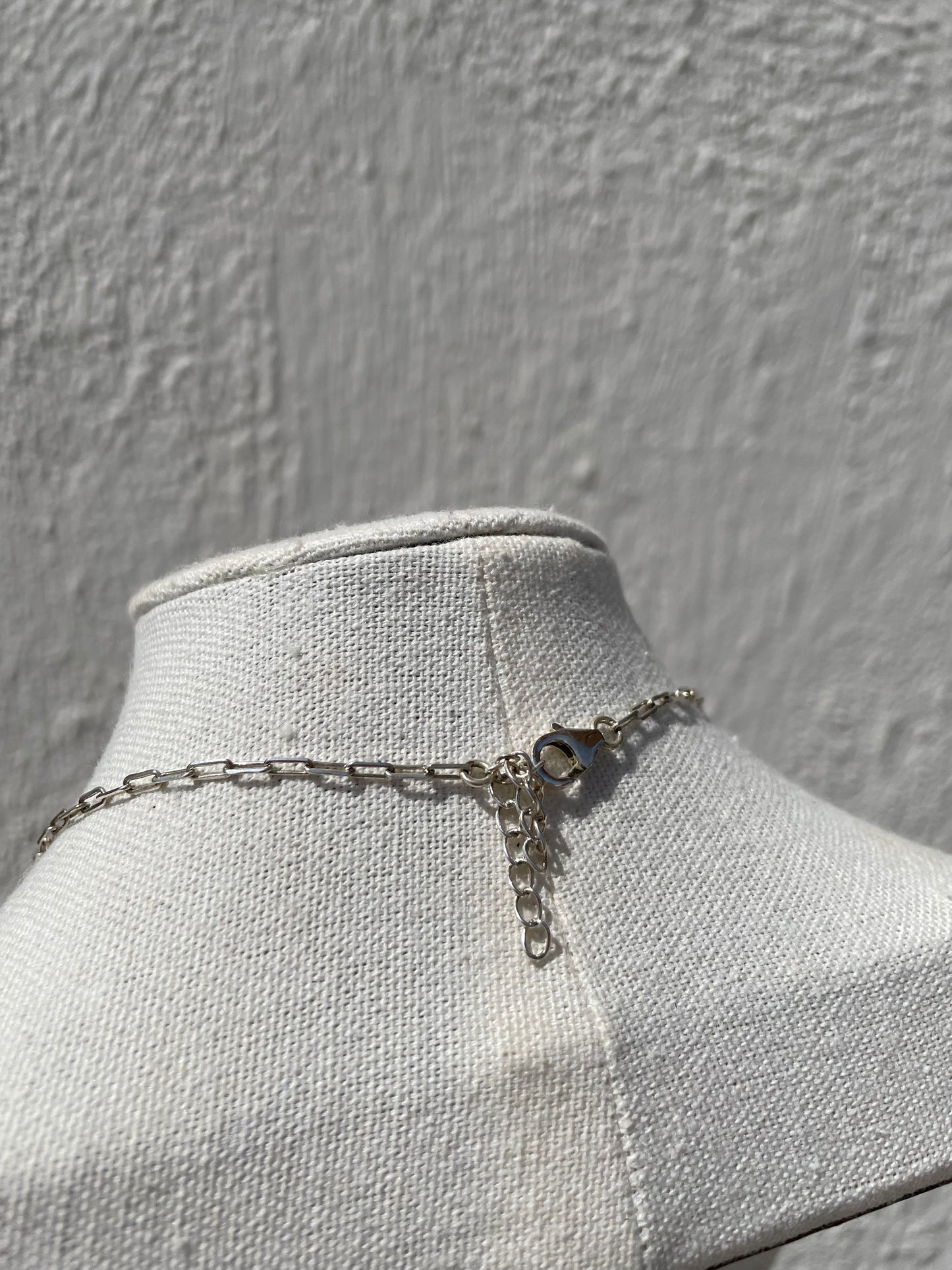 Sterling Silver Paperclip Chain Turquoise & Black Onyx Checkered Necklace