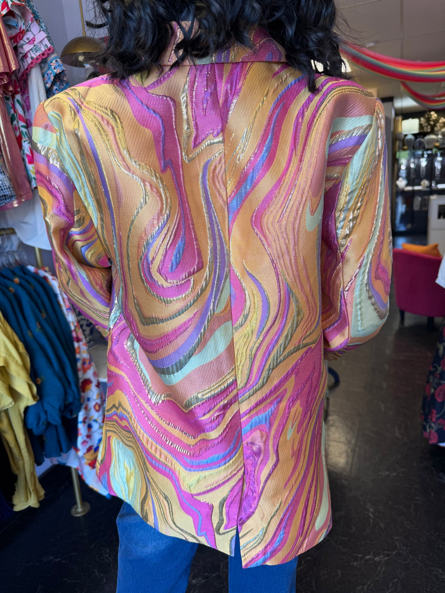 Disco Swirl Gold Blazer Jacket