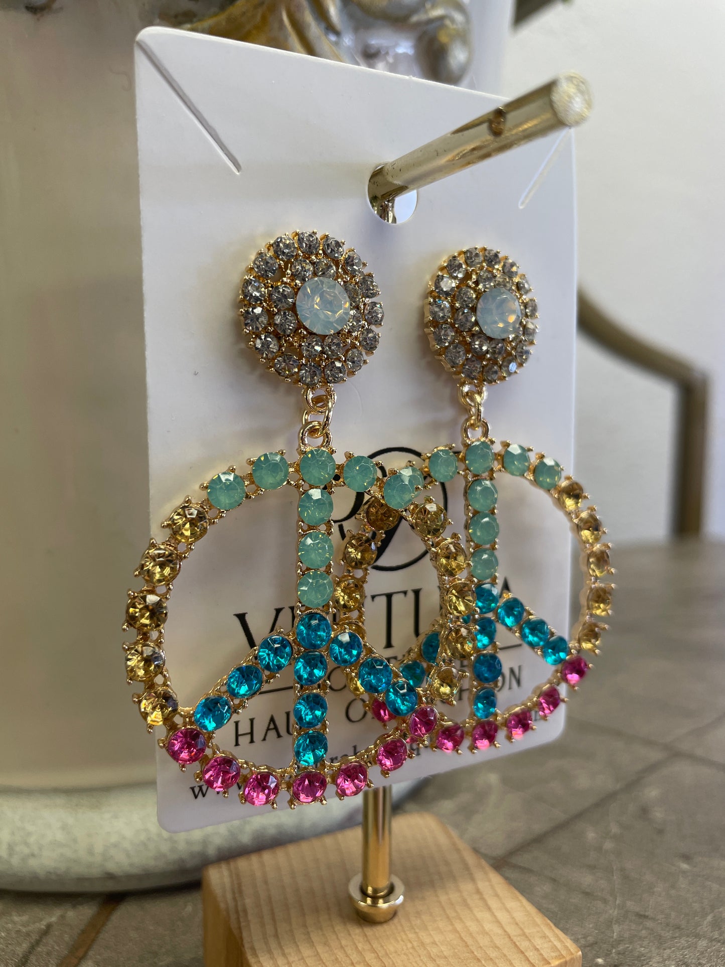 Pastel Crystal PEACE ☮️ Earring