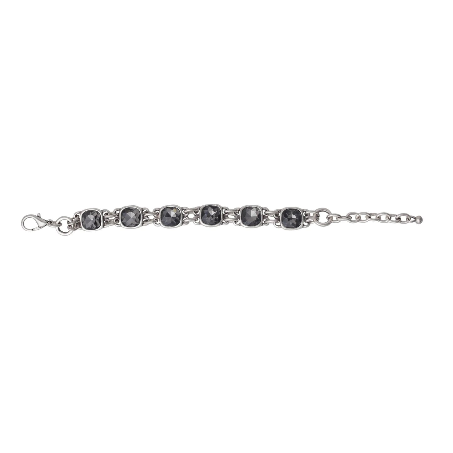 Handmade Smokey Crystal Pewter Bracelet