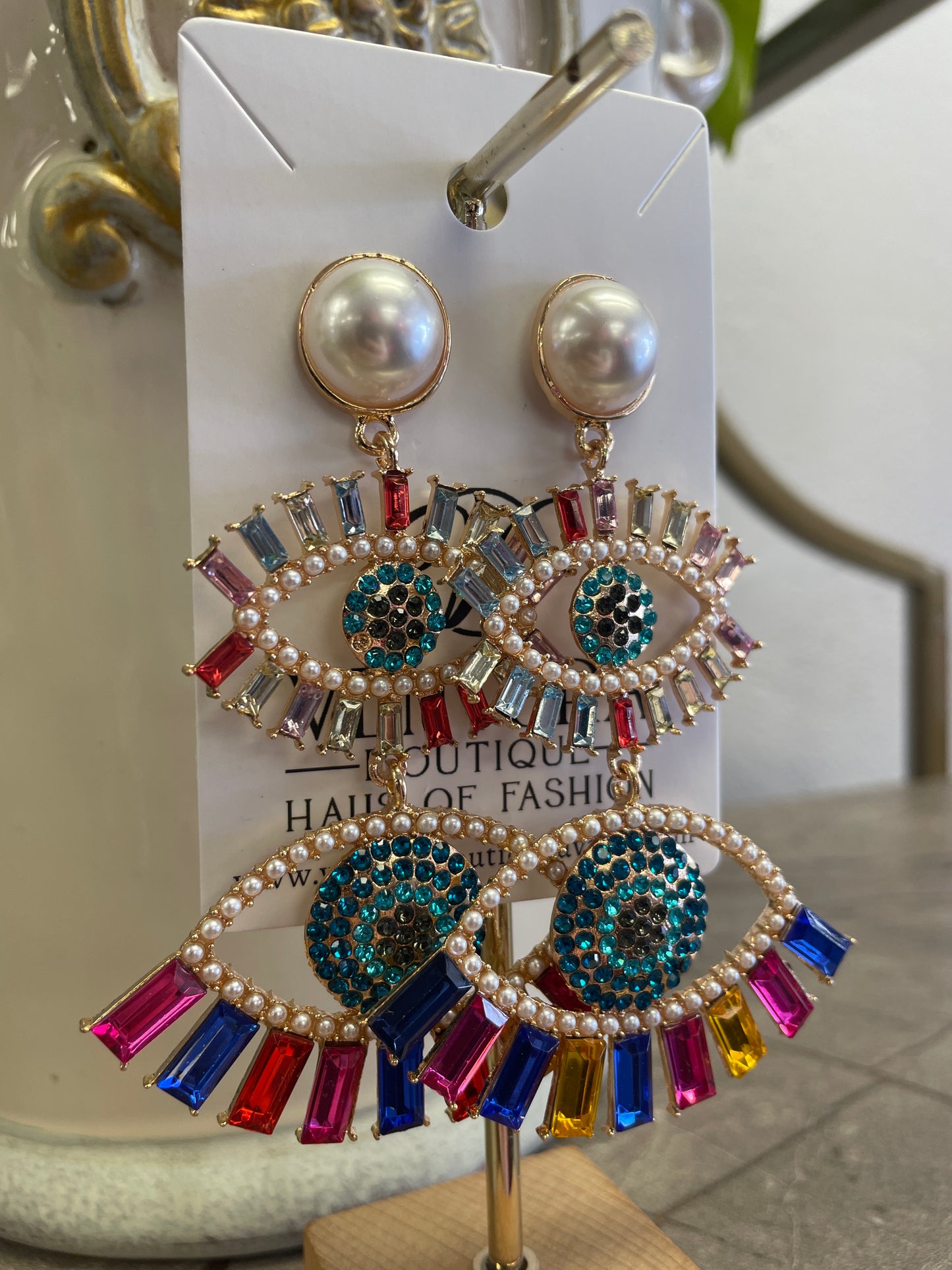 Crystal Evil Eye Post Earrings