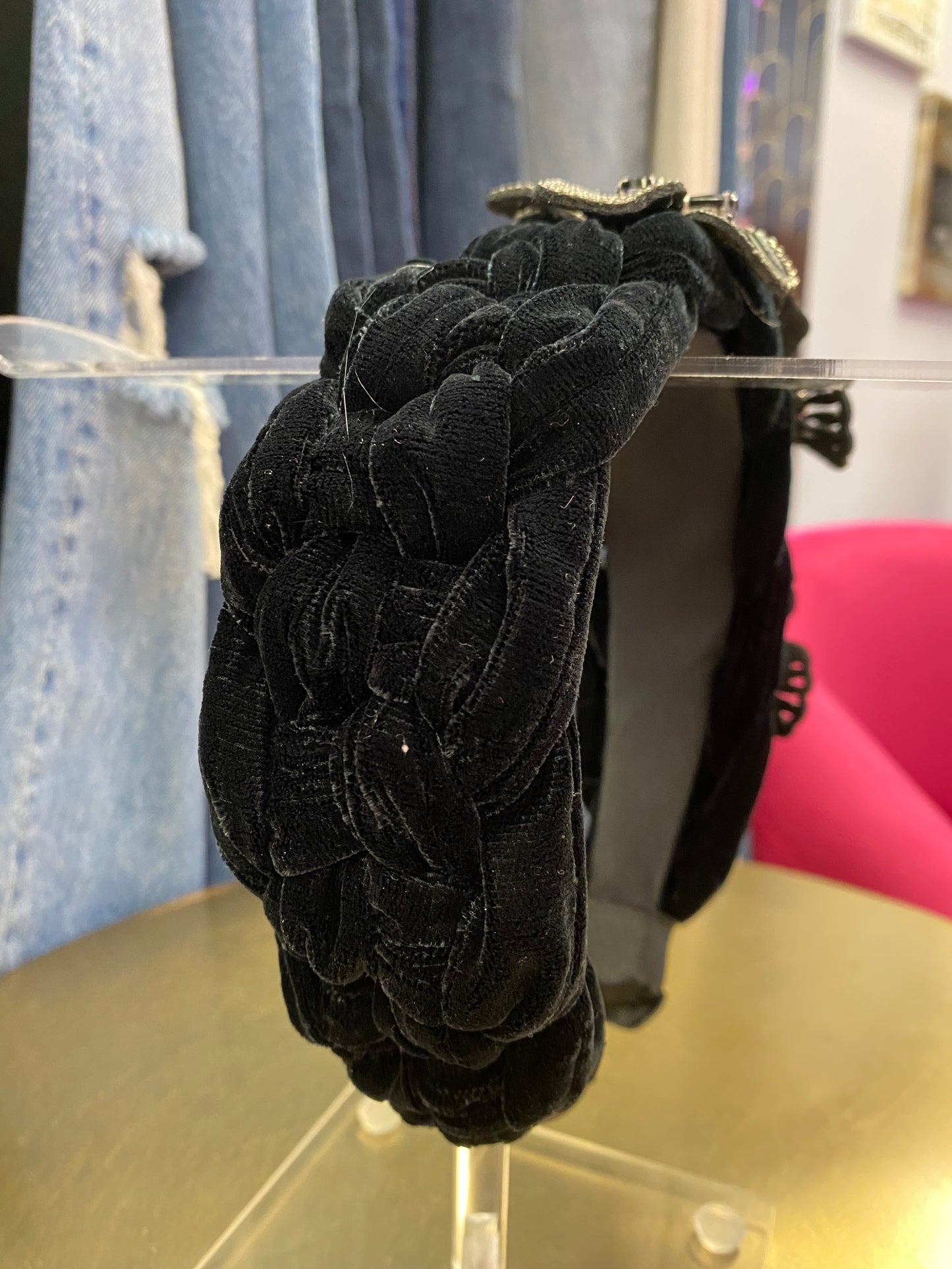 Black Velvet Crystal Butterfly Headband