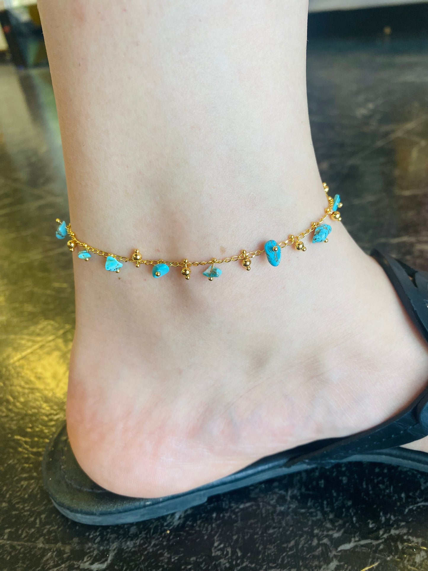 Multi Stone Gold Anklet