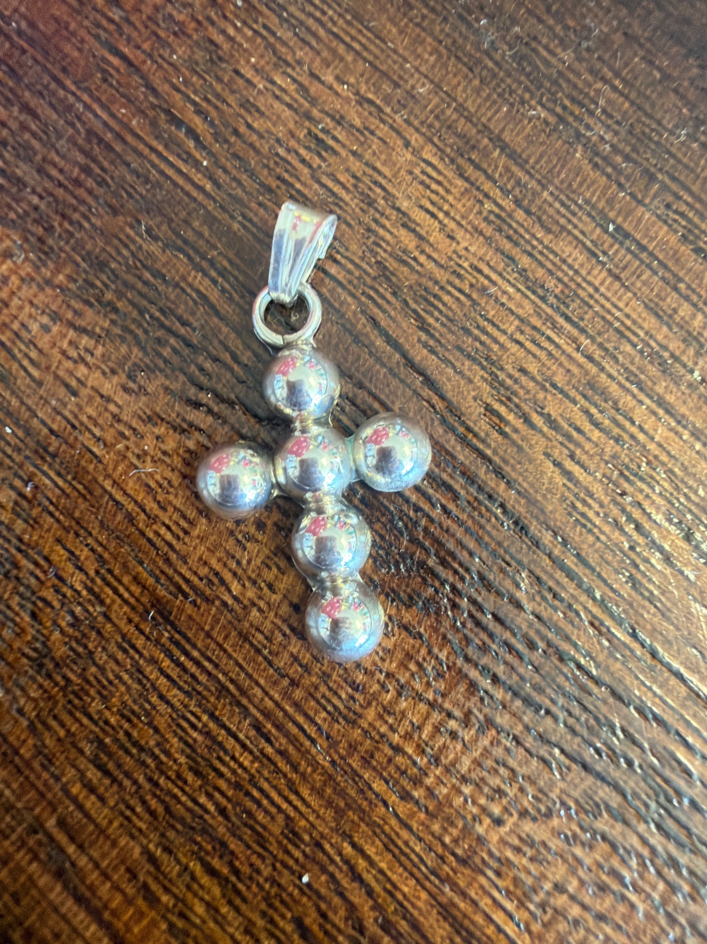 Beaded Cross Sterling Silver Pendant
