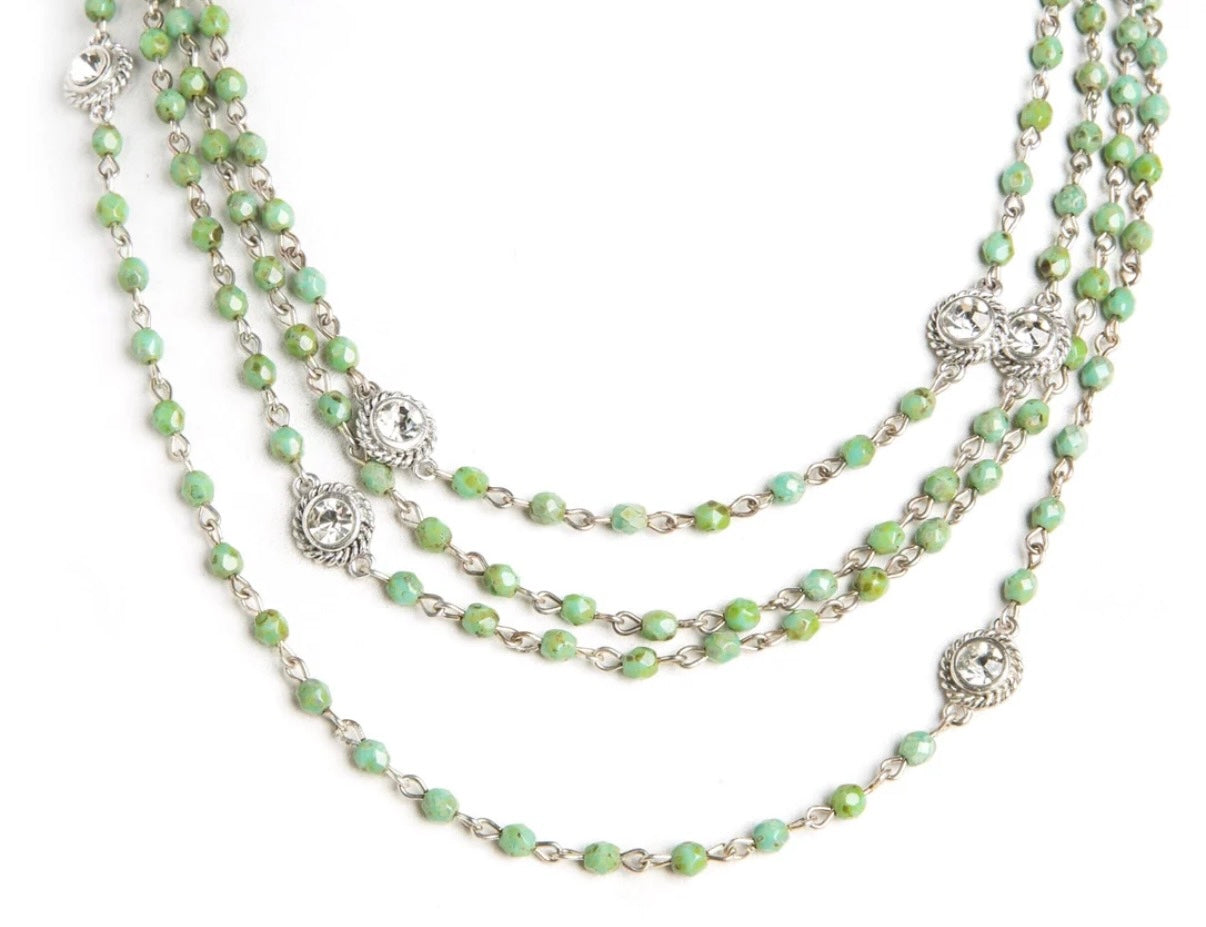 Magdalena - 4mm Crystal Picasso Green