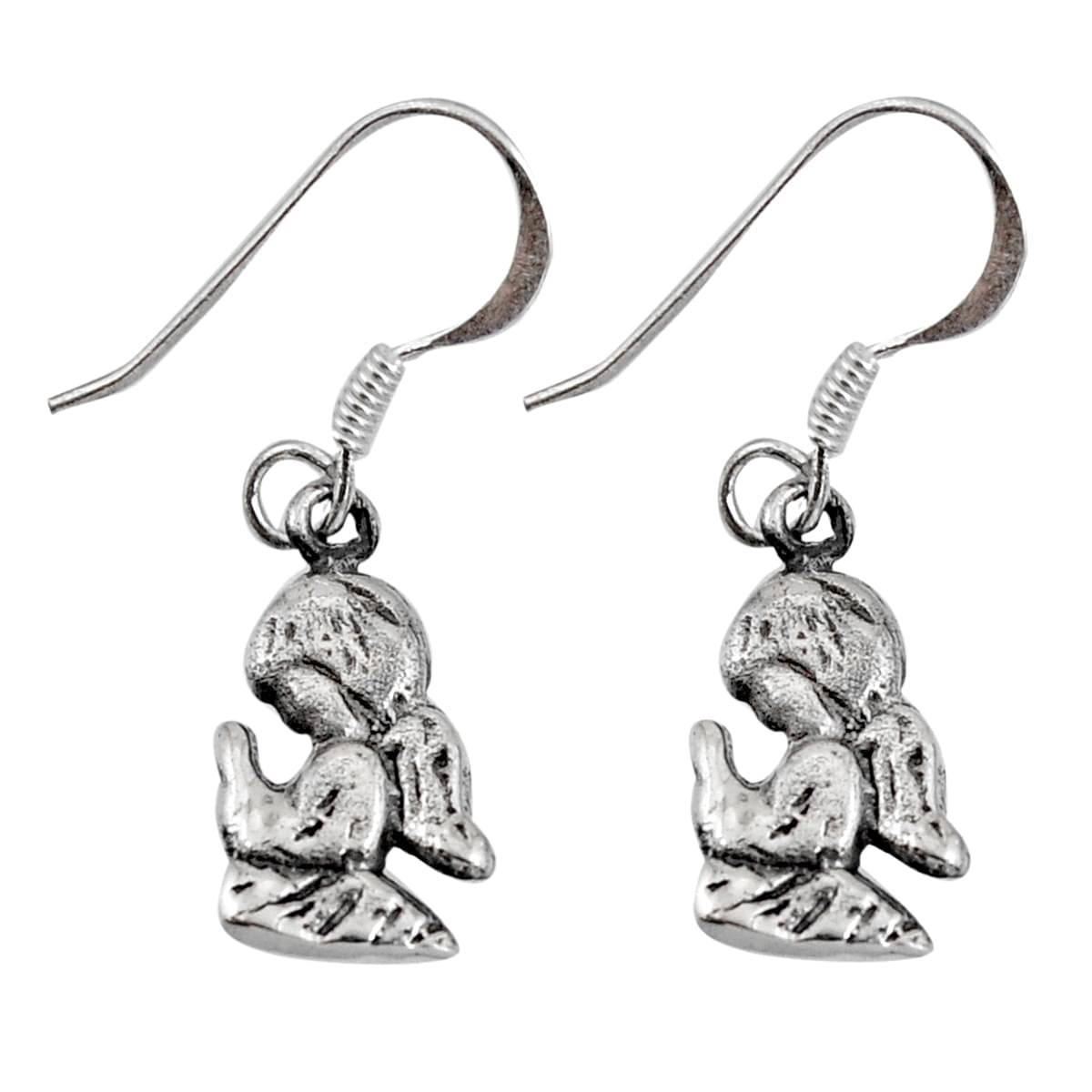 indonesian bali style solid 925 sterling silver angel earrings