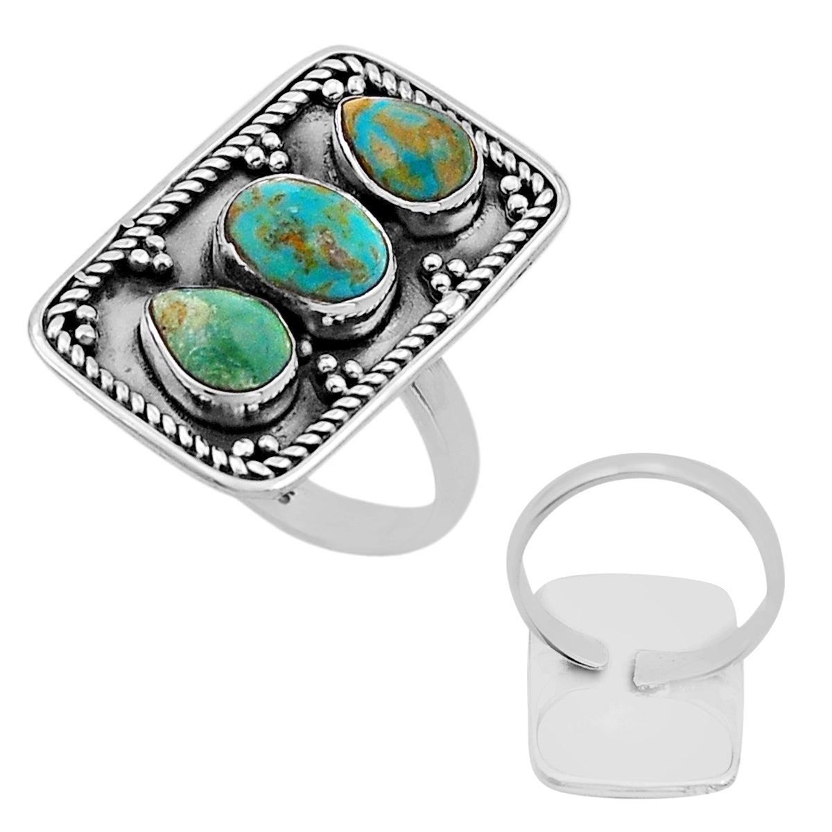 Arizona MOJAVE turquoise 925 silver adjustable ring size 7