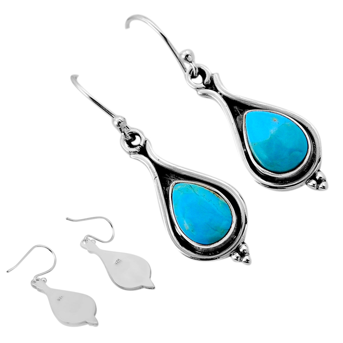 blue sleeping beauty turquoise silver dangle earrings