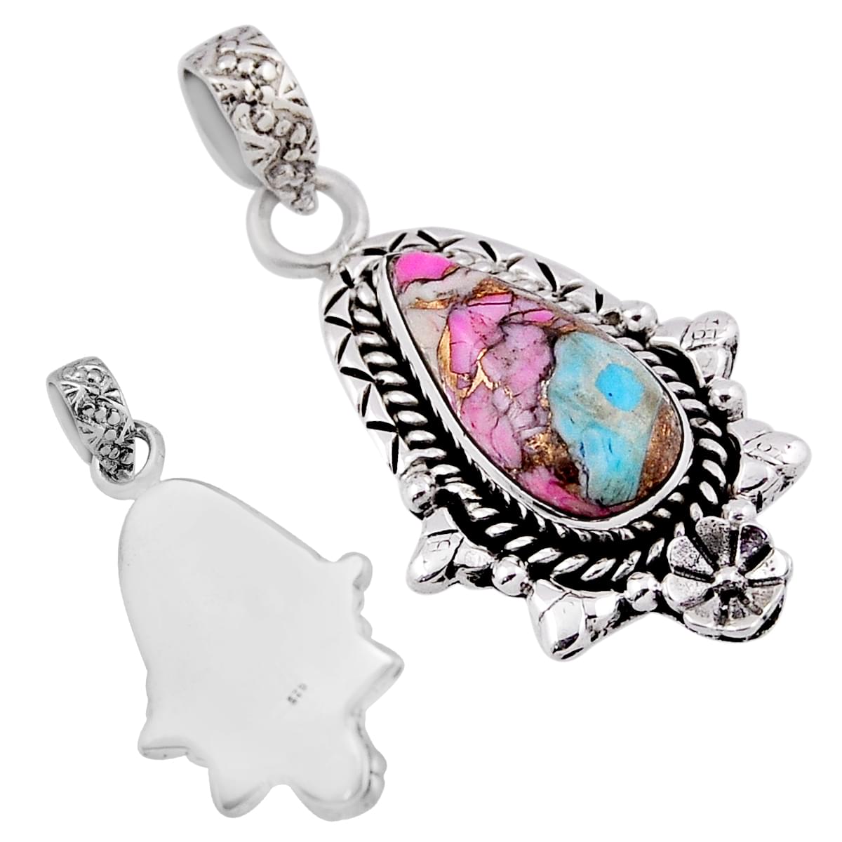 cotton candy turquoise 925 sterling silver pendant