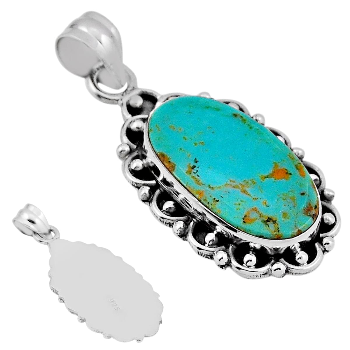 green arizona mohave turquoise 925 silver pendant