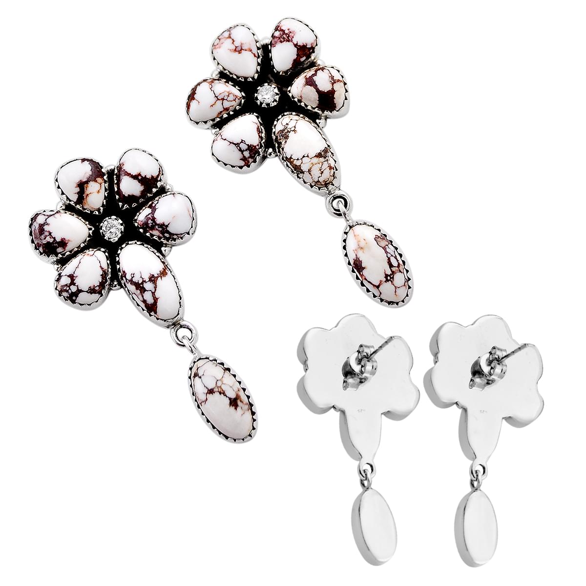 natural wild horse magnesite silver stud earrings