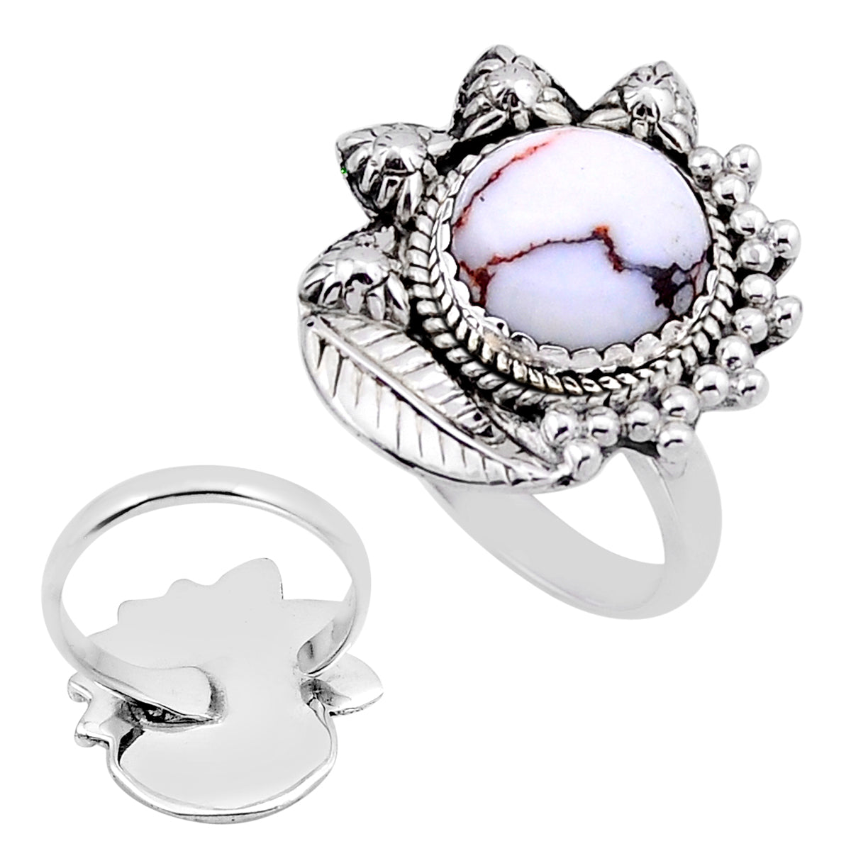 wild horse magnesite silver adjustable ring size 8