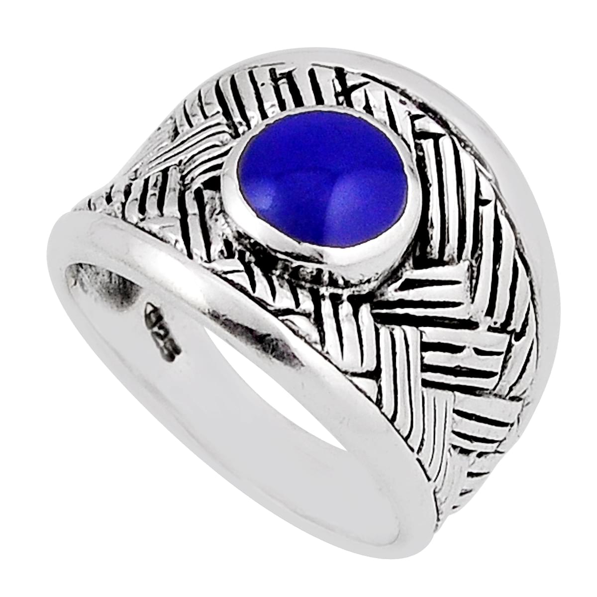 blue lapis lazuli enamel sterling silver ring jewelry size 7.5
