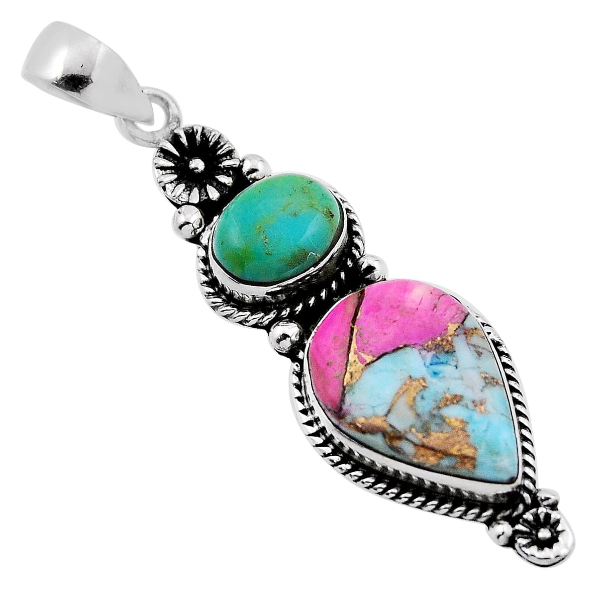 cotton candy turquoise arizona mohave turquoise silver pendant