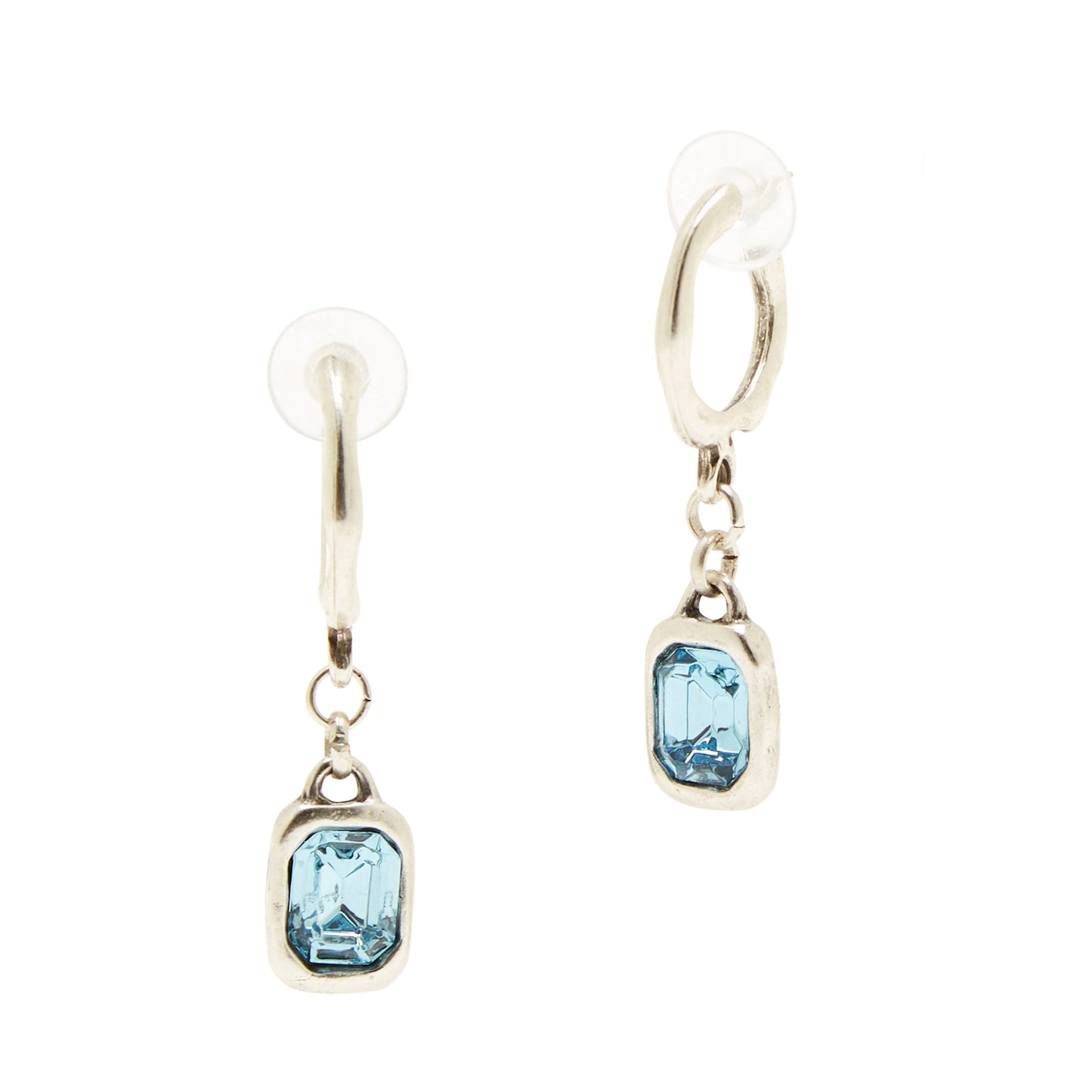 Handmade Blue Crystal Pewter Earrings - 1959