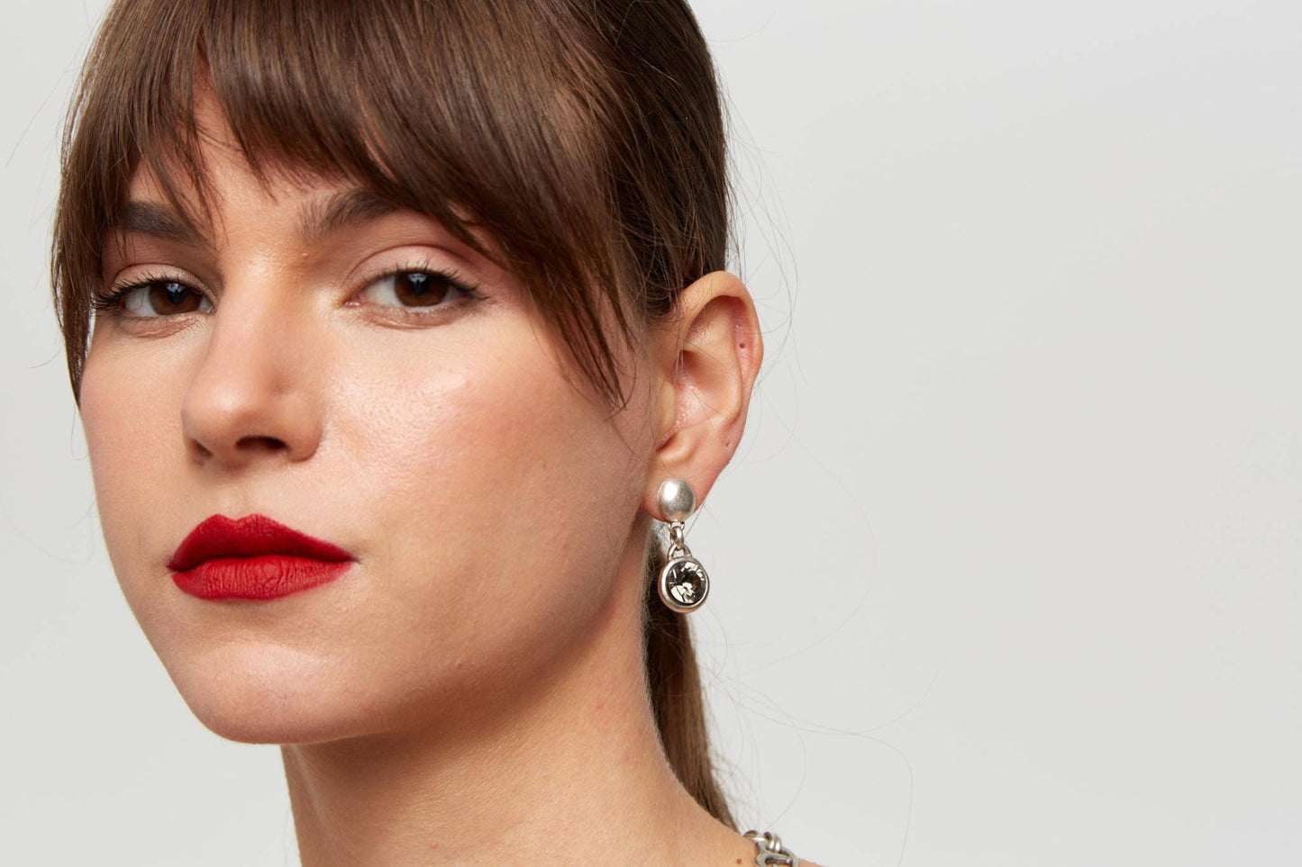 Handmade Crystal Pewter Earrings - 1928