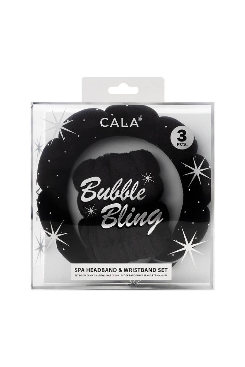 CALA 69133 Black Spa Headband & Wristband Bling Set - 6