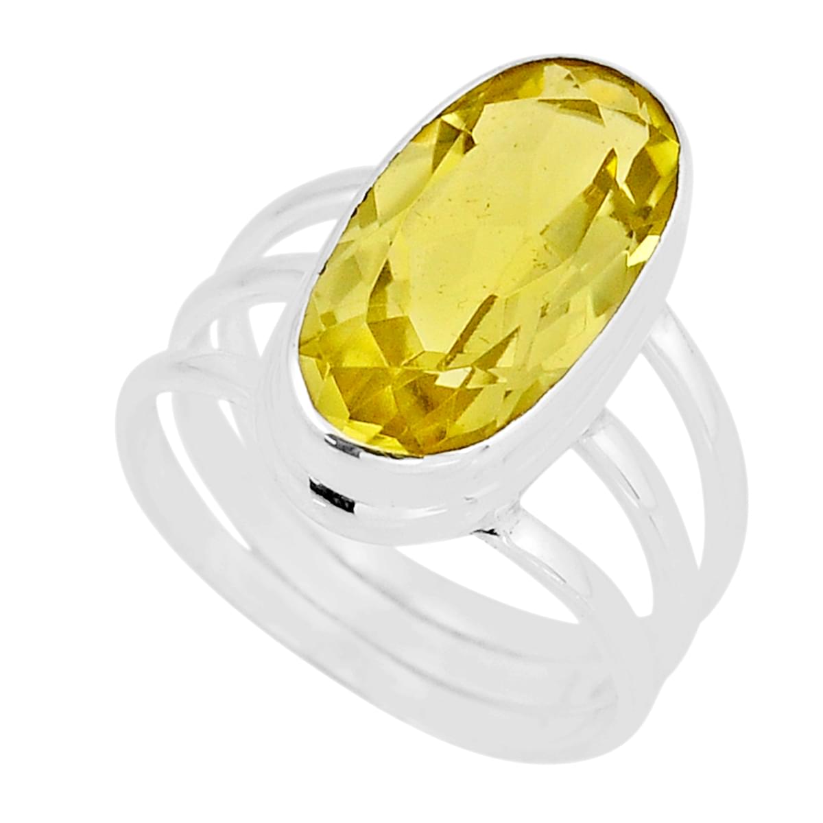 faceted natural lemon topaz 925 sterling silver ring size 8.5