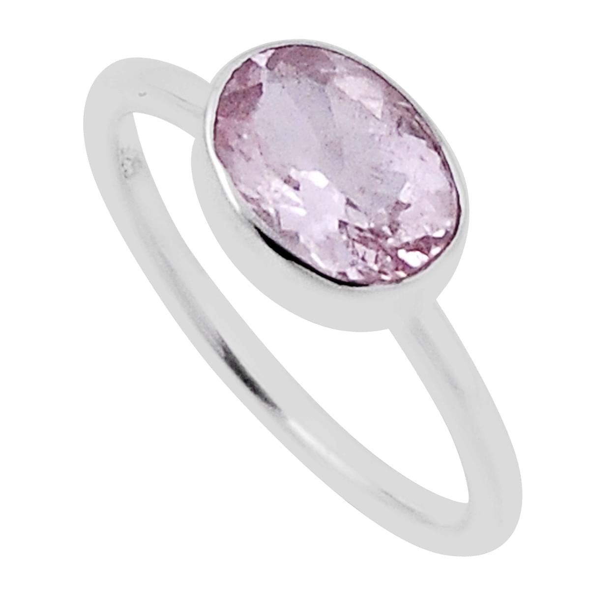faceted natural pink morganite 925 sterling silver ring size 6
