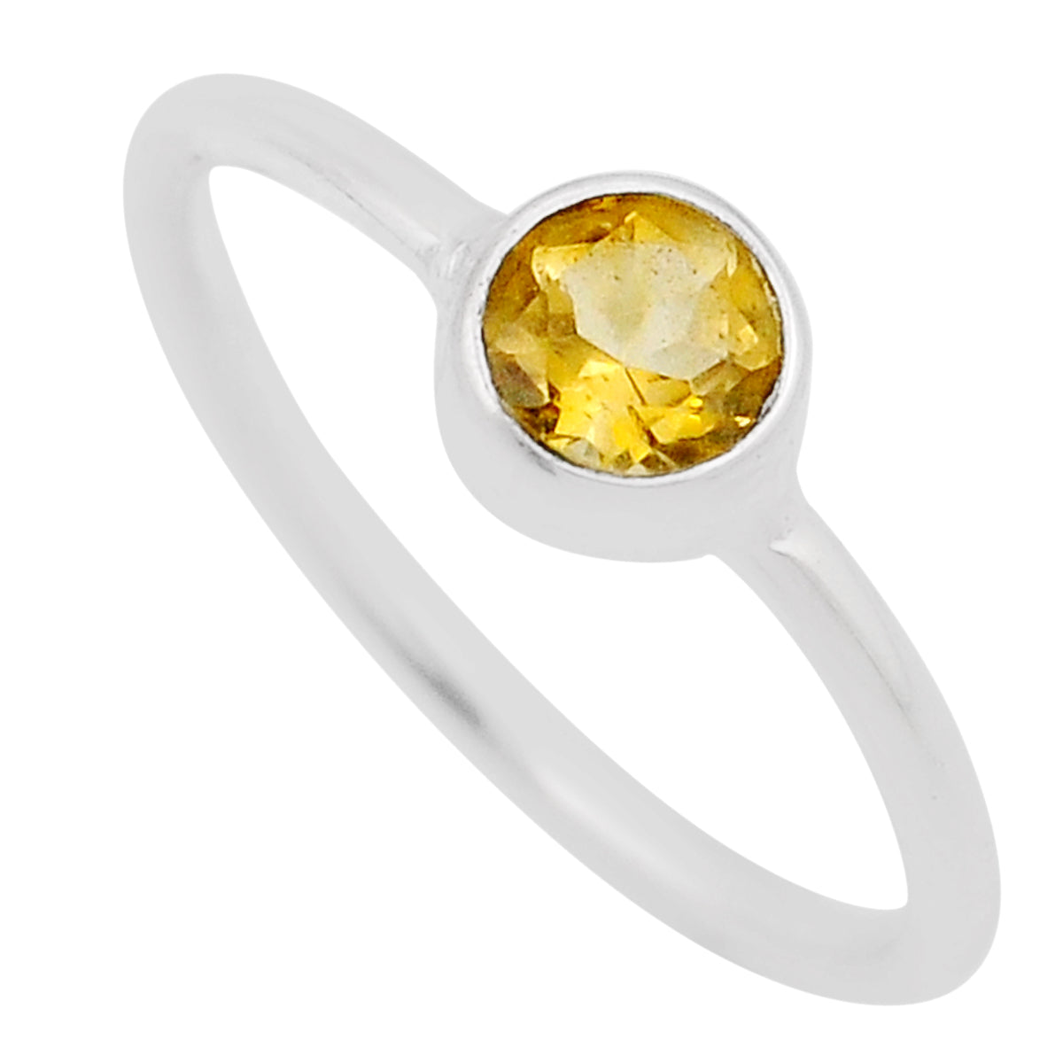 faceted natural yellow citrine 925 sterling silver ring size 6