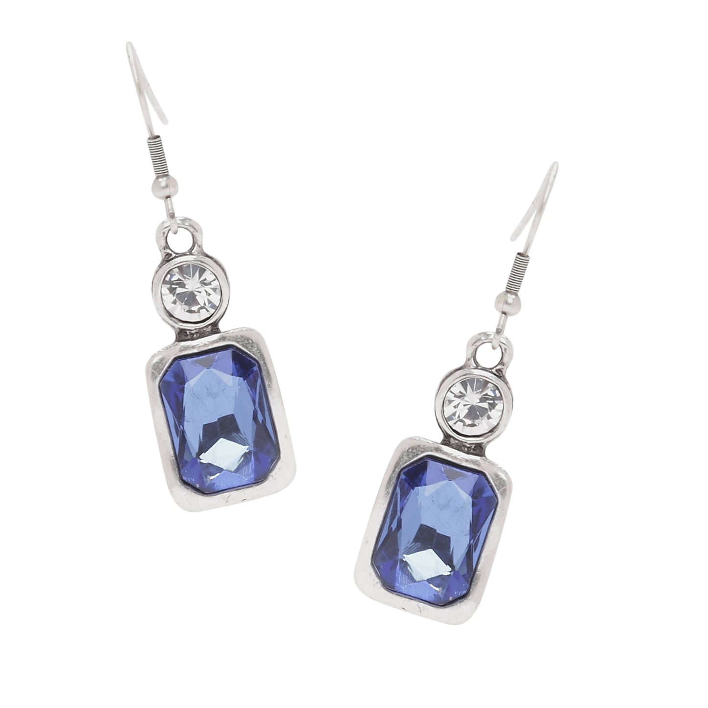 Handmade Blue Crystal Pewter Earrings - 1963