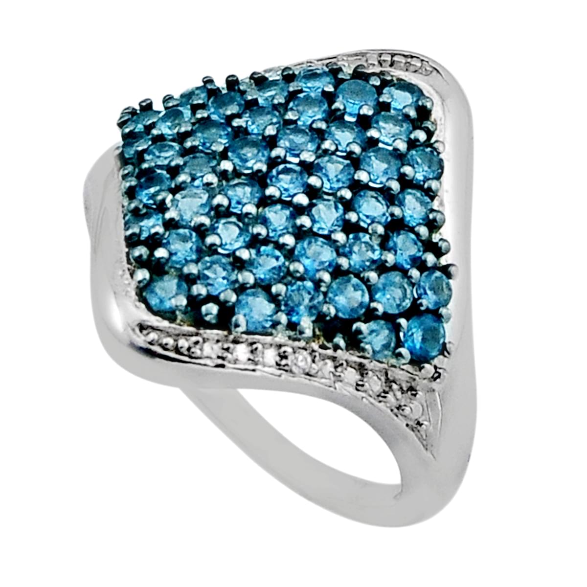 London natural blue topaz topaz 925 sterling silver ring size 7