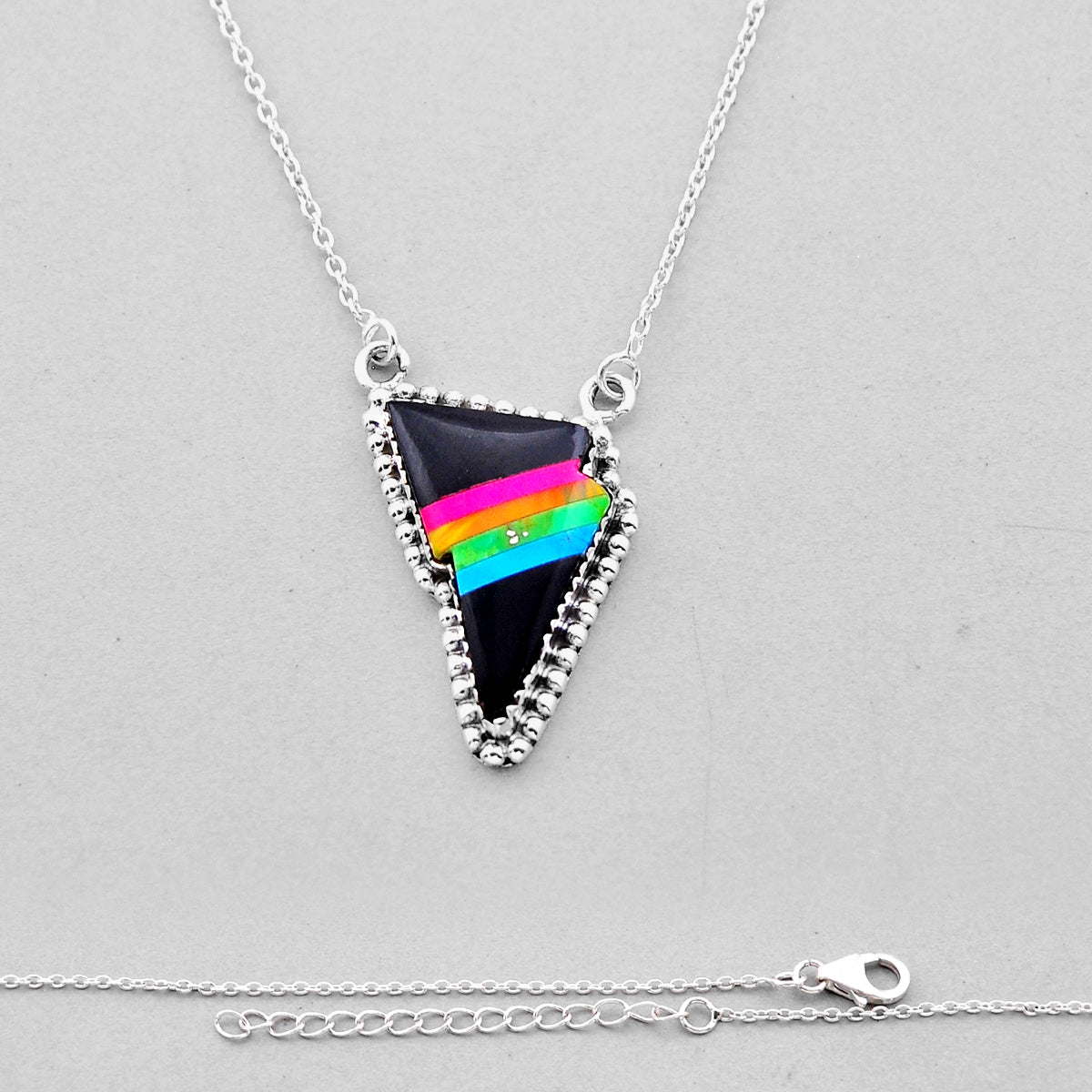 natural black onyx turquoise opal 925 silver necklace