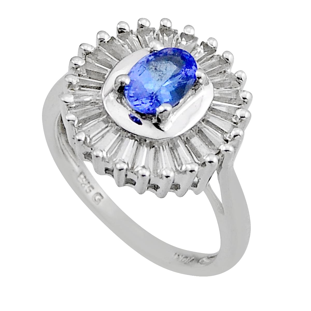 Natural blue tanzanite topaz 925 sterling silver ring size 8