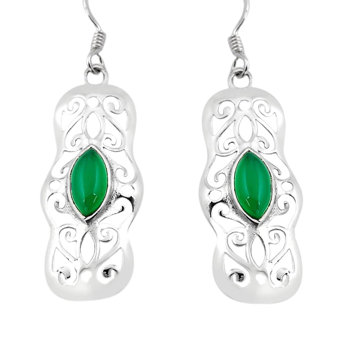 natural green chalcedony 925 sterling silver dangle earrings