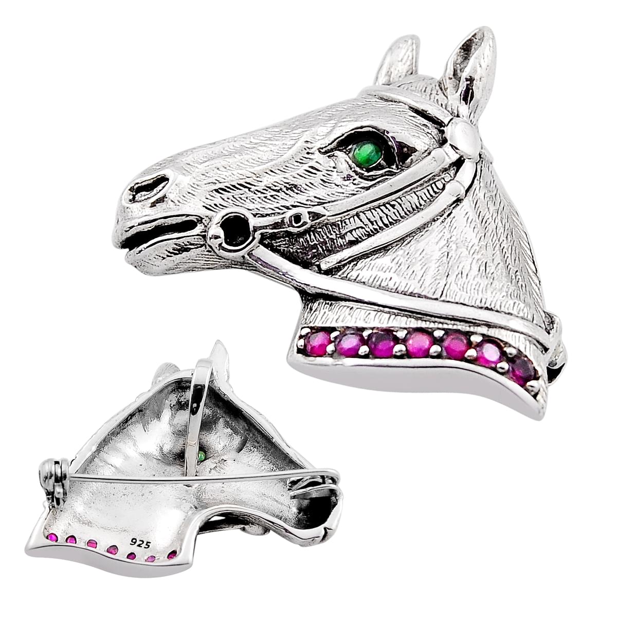 925 Sterling Silver Horse Brooch Pendant