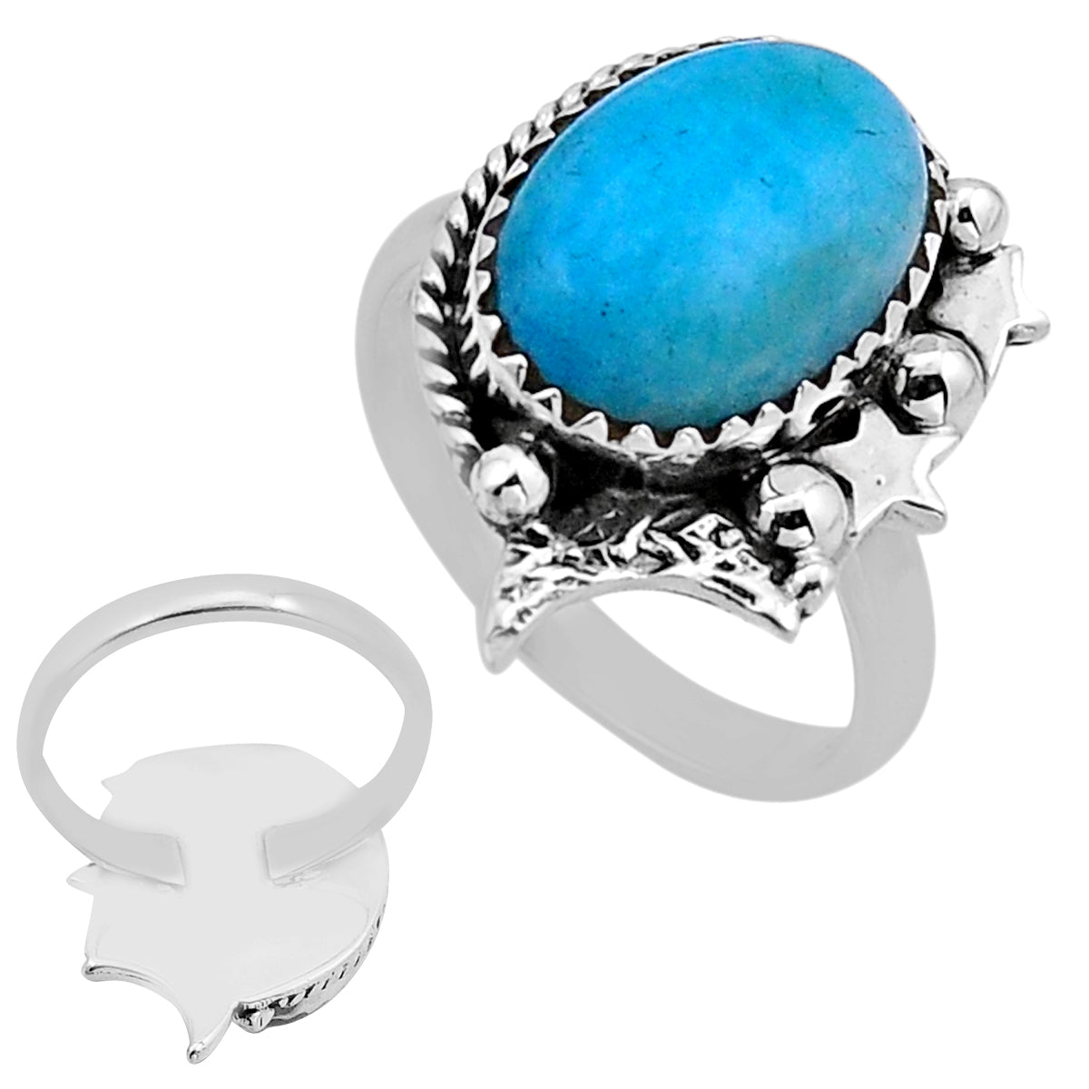 925 Silver natural green peruvian amazonite ring size 7