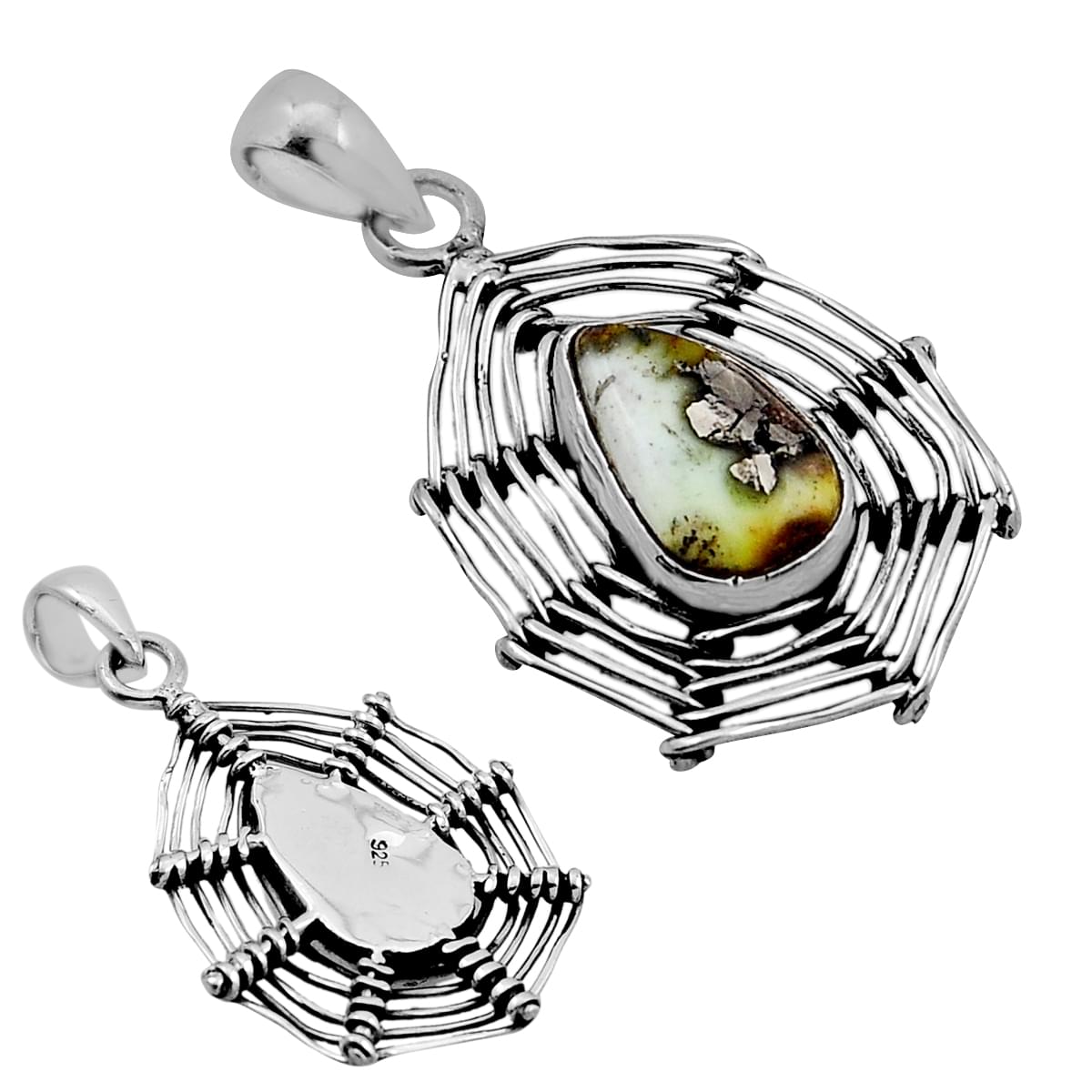 925 Silver Sonoran Mountain turquoise spider web pendant