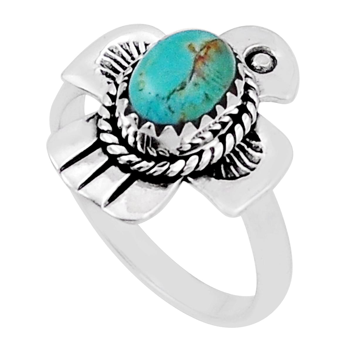 solitaire arizona mohave turquoise 925 silver thunderbird ring size 7.5