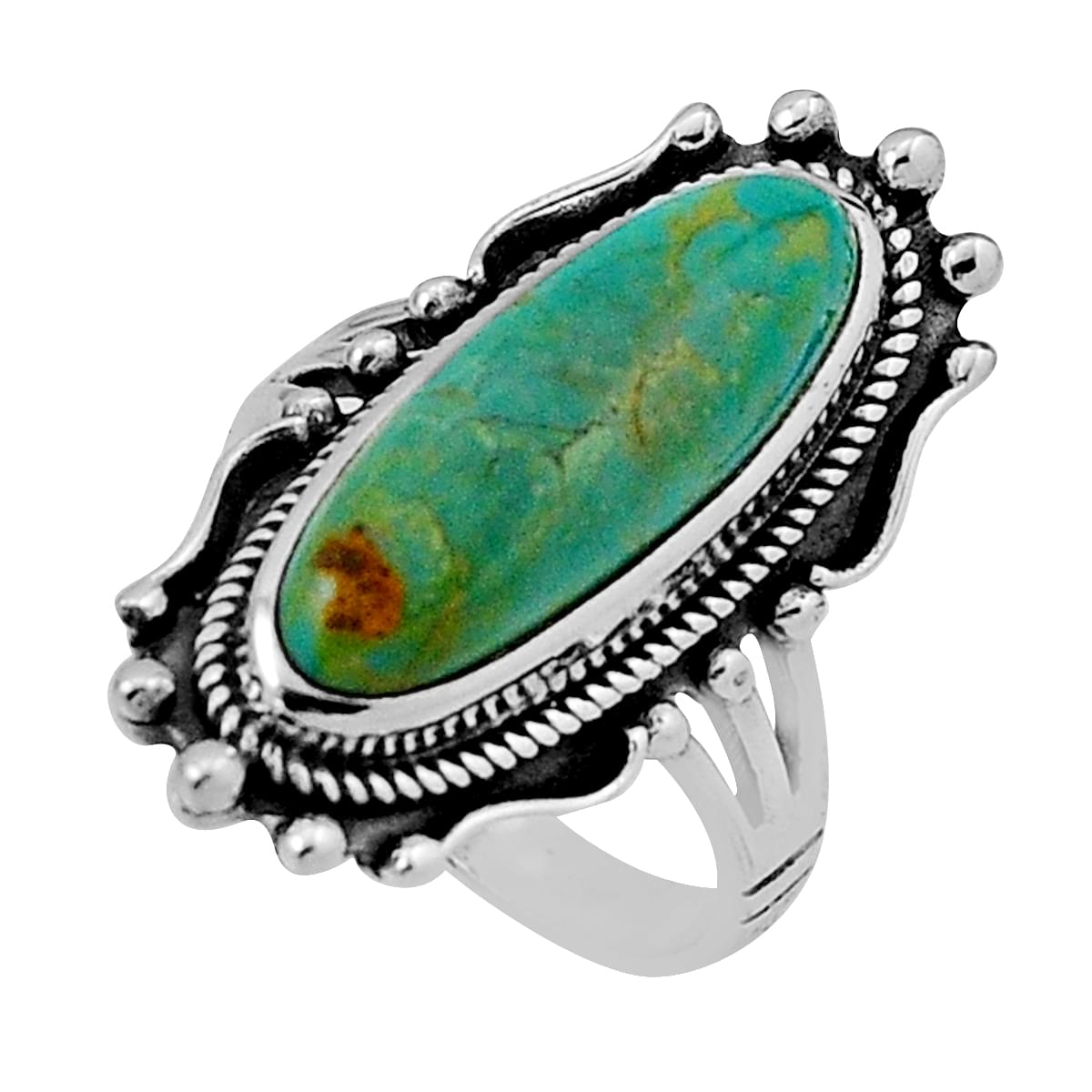 solitaire green arizona mohave turquoise 925 silver ring size 6.5