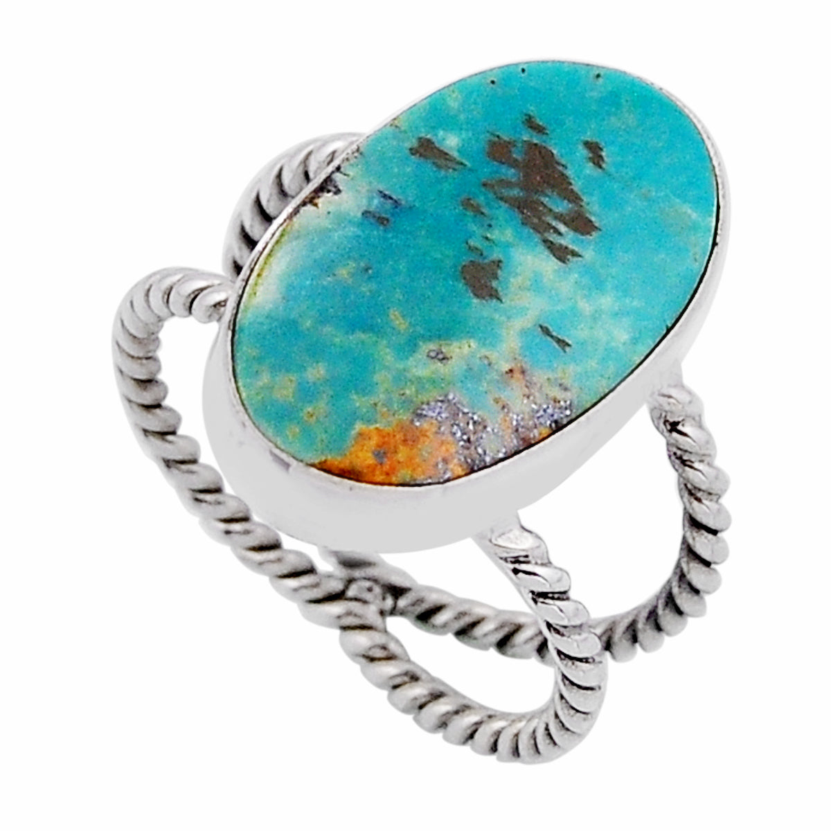 solitaire green arizona mohave turquoise 925 silver ring size 6