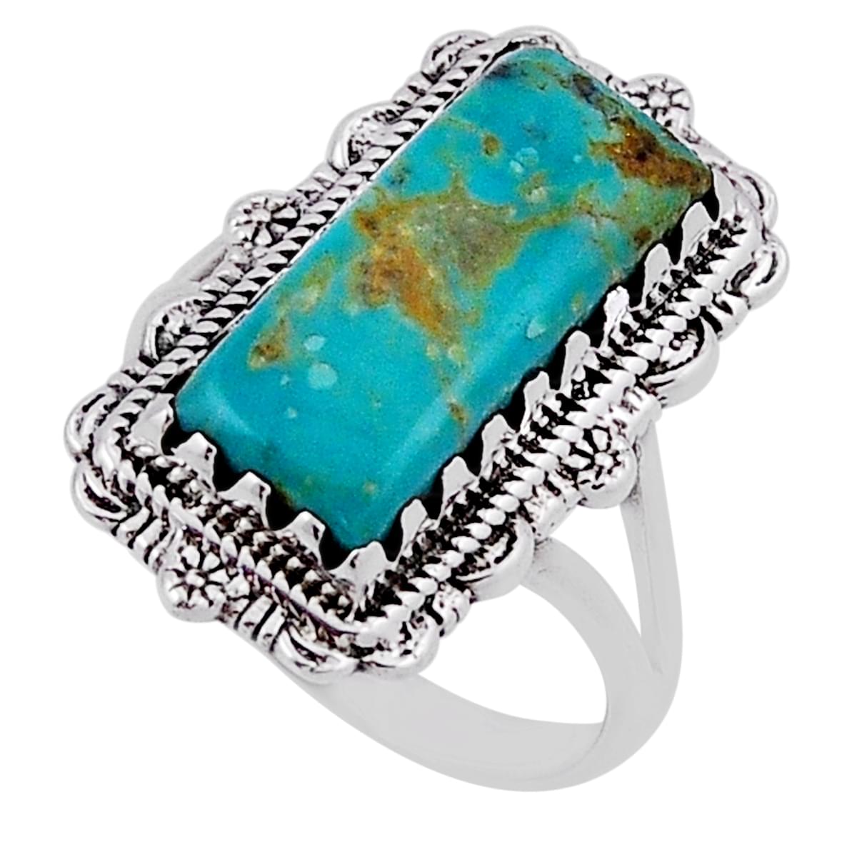 solitaire green arizona mohave turquoise 925 silver ring size 8