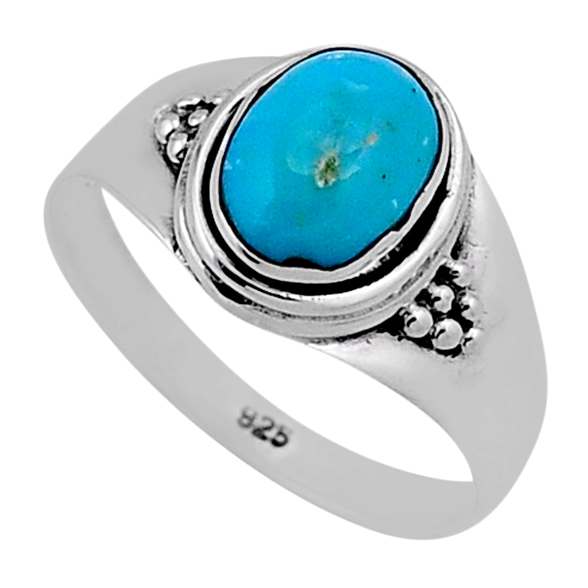 solitaire green arizona mohave turquoise oval silver ring size 7