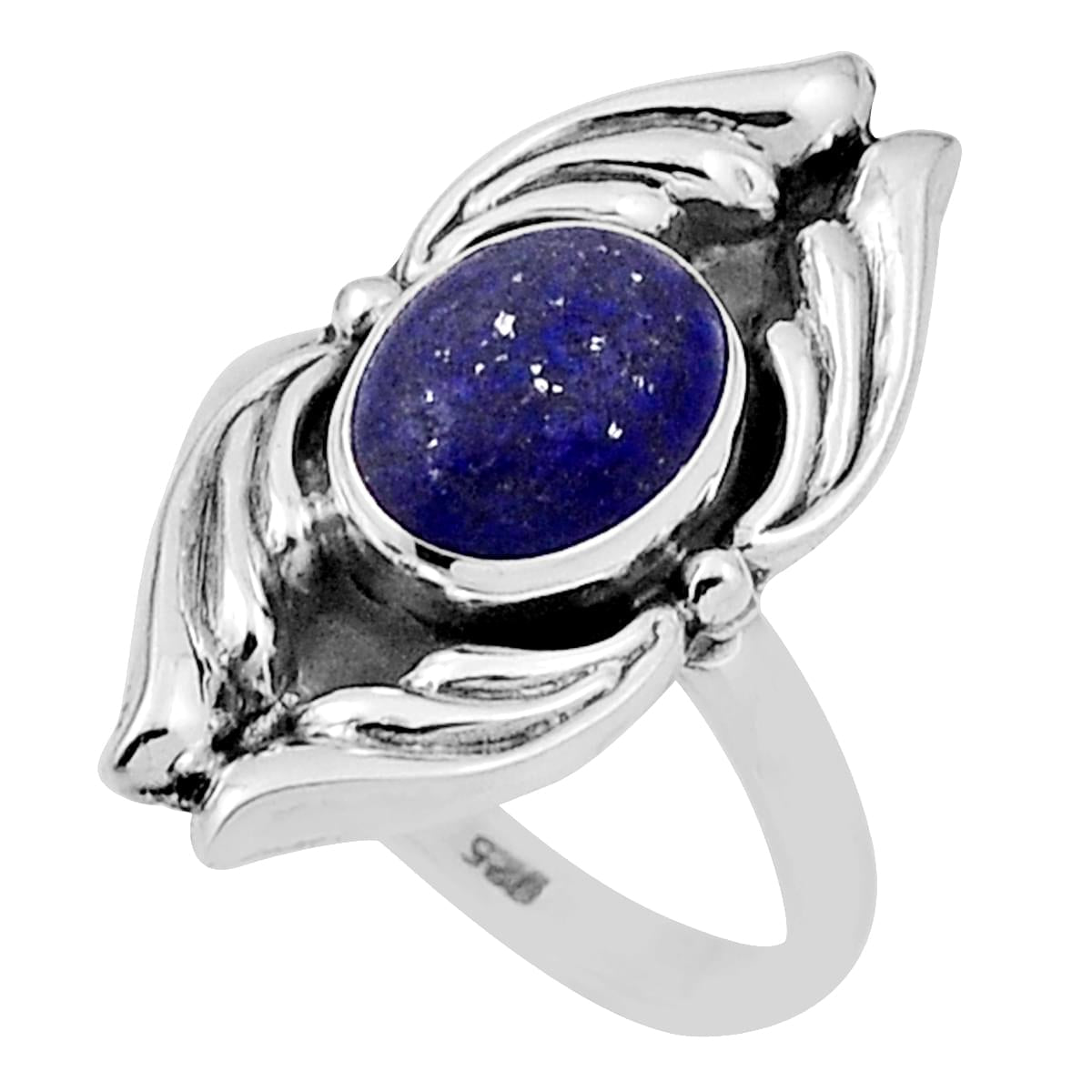 size 6 solitaire natural blue lapis lazuli oval 925 silver ring