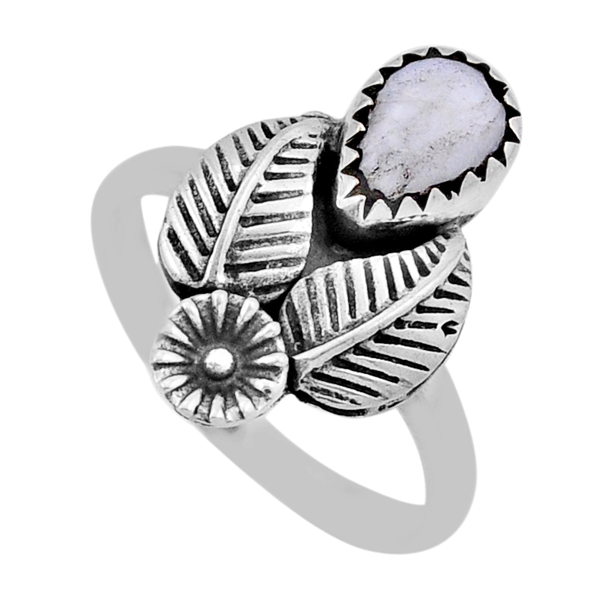 solitaire natural white wild horse magnesite silver ring size 8