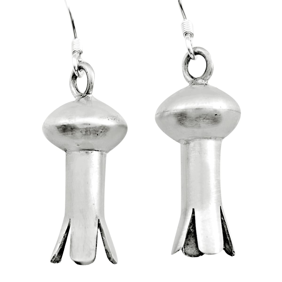 squash blossom style solid 925 silver earrings
