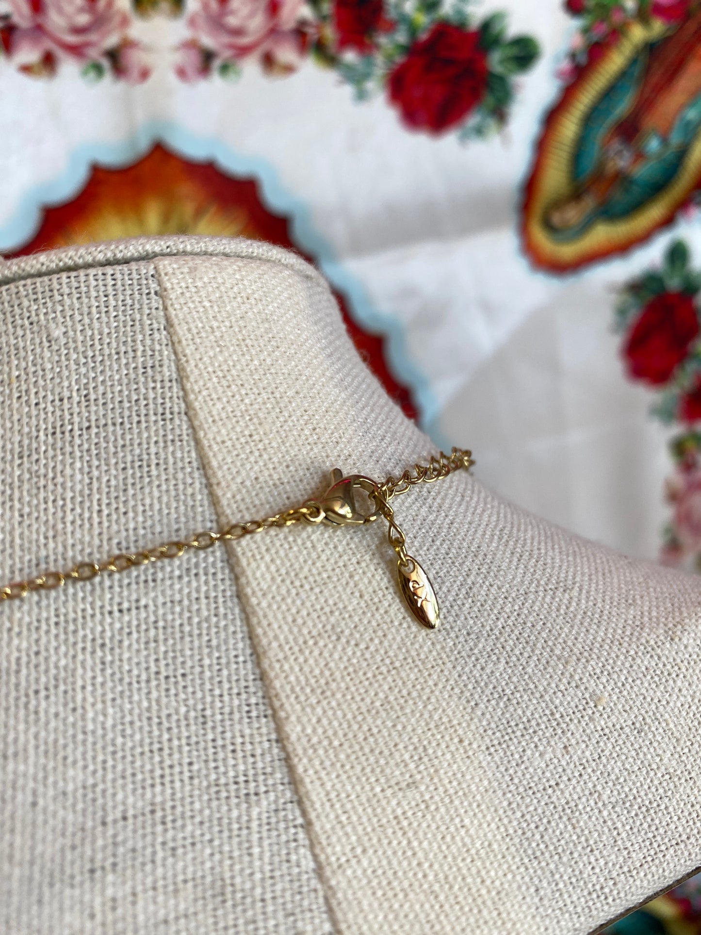 Mother Mary Gold Milagros Necklace