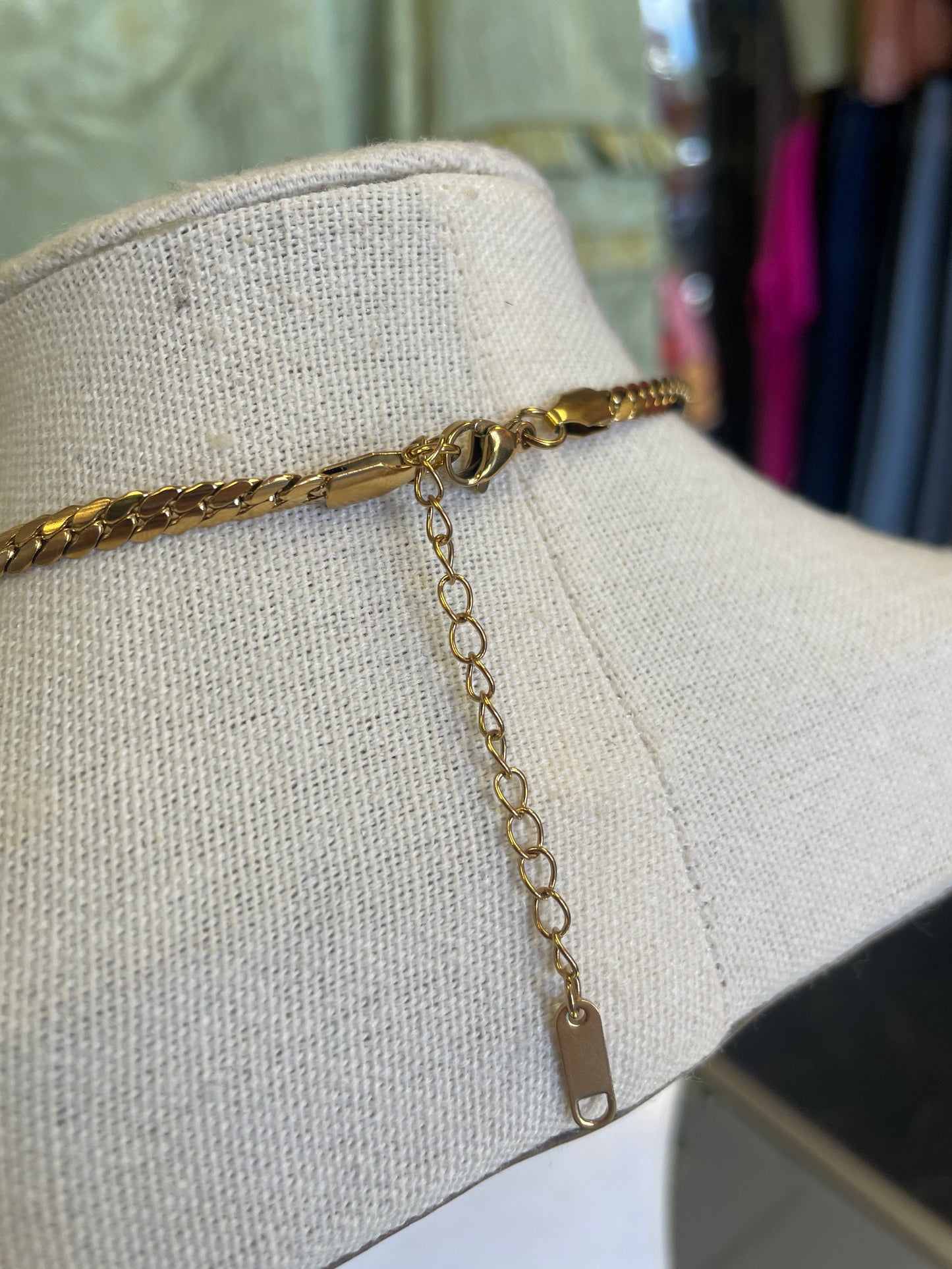 Stainless Steel Gold Plated Mini Cuban Crystal Necklace