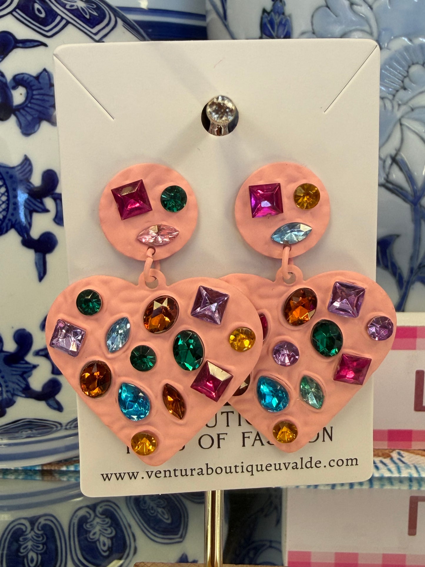 Candy Gem Heart Stud Earrings