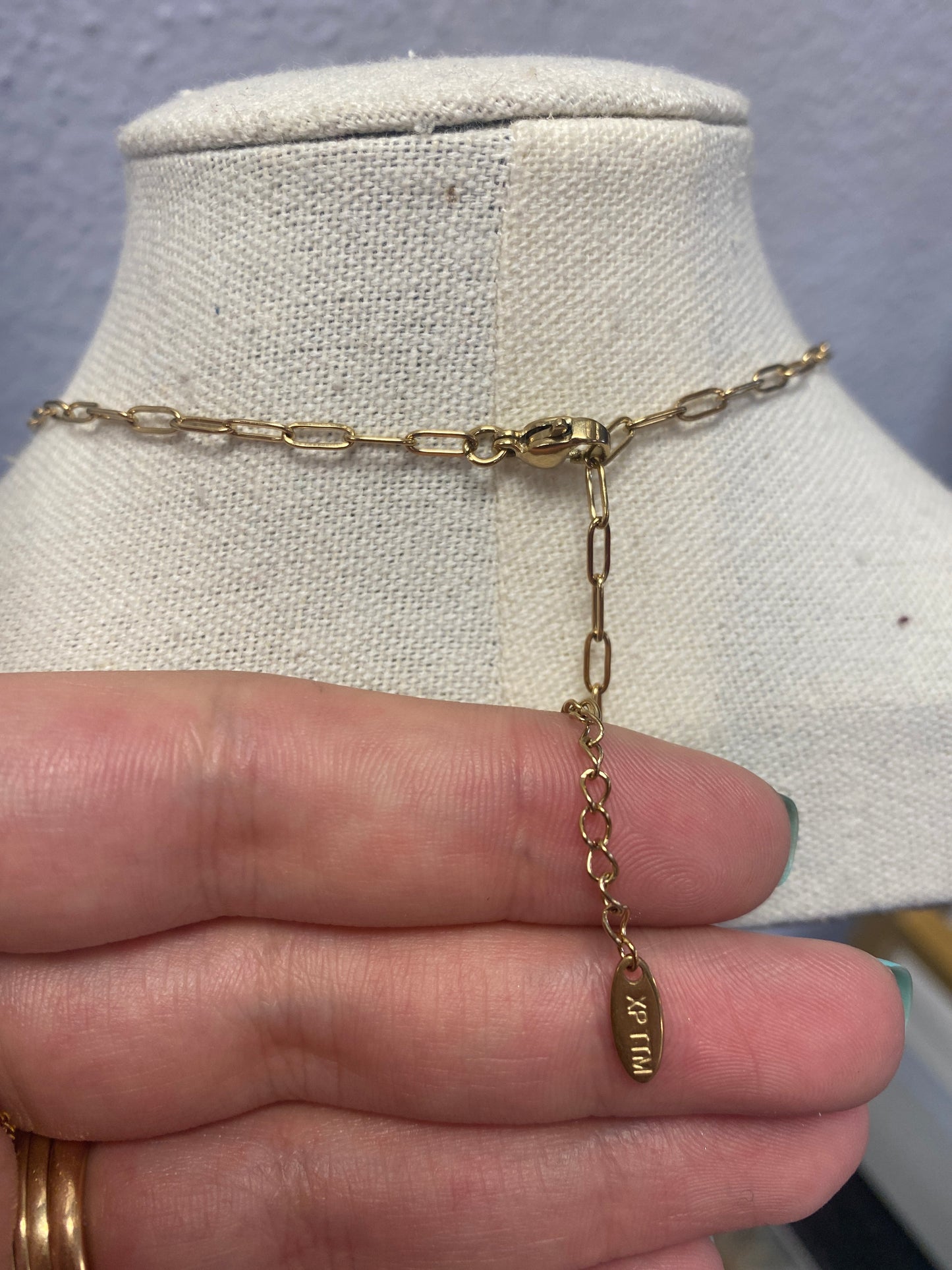 Multi Drop Stone Gold Stainless Necklace