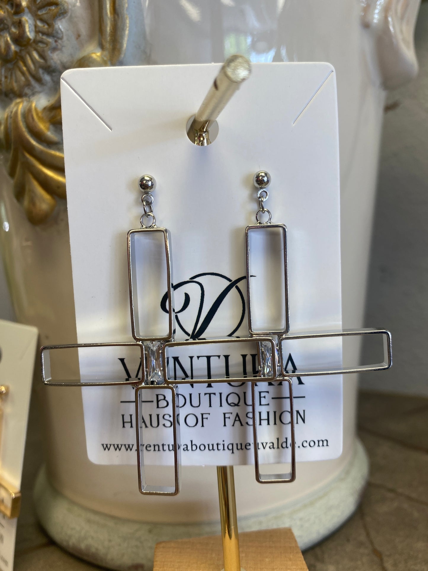 Post Stud Crystal Cross Earrings
