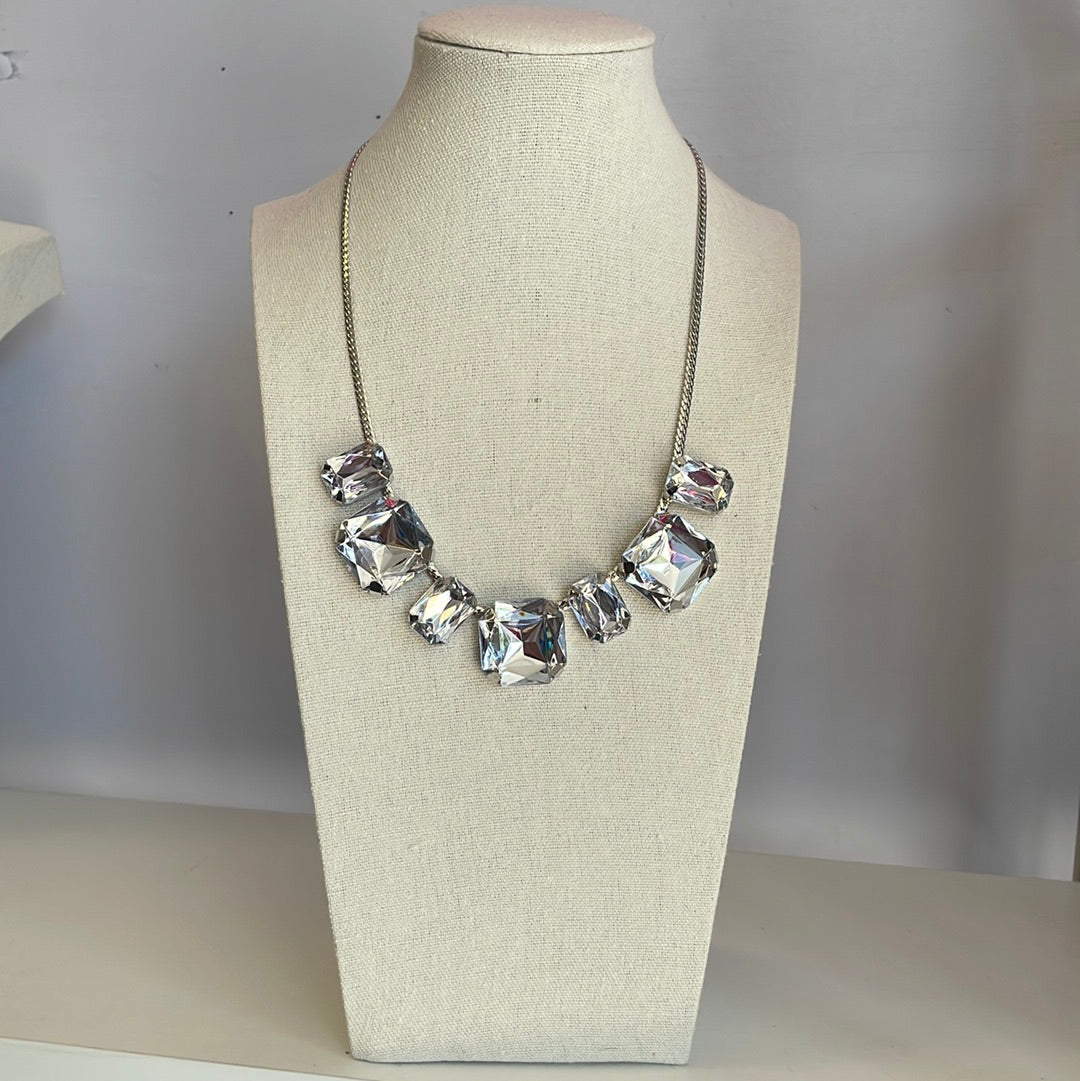 Silver Crystal Statement Necklace