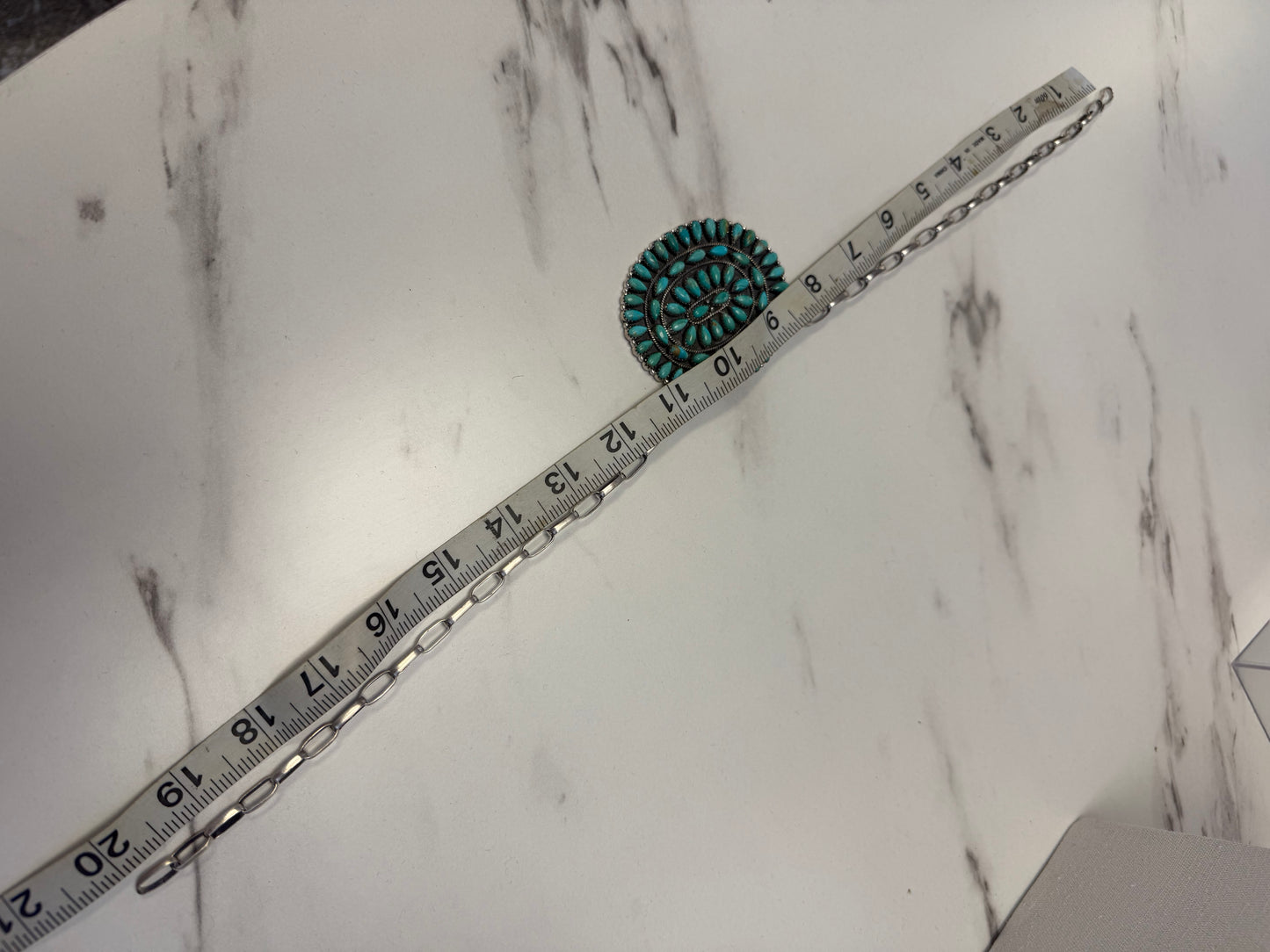 Sterling Silver & Turquoise Huge Cluster Paper Clip Necklace
