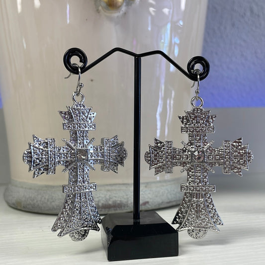 Silver Cross Earring