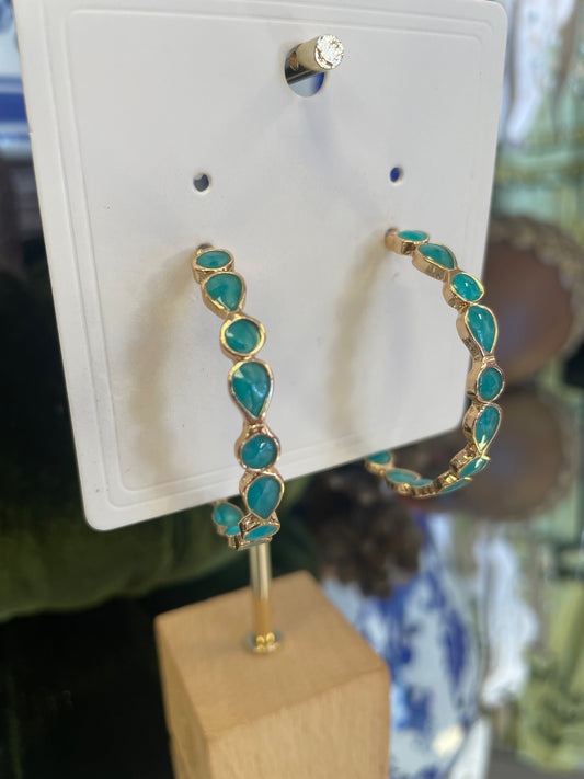 Blue Enamel Hoop Earring Statement
