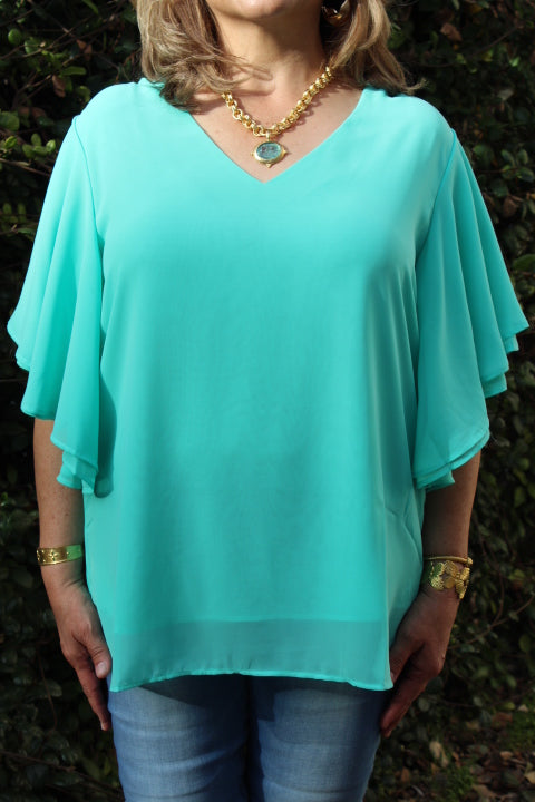 Mint Layered Sleeve Top